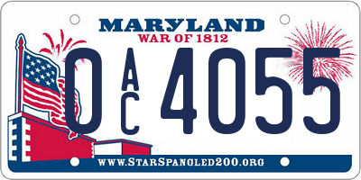 MD license plate 0AC4055