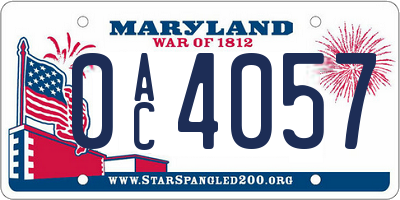 MD license plate 0AC4057