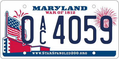 MD license plate 0AC4059