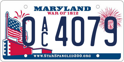 MD license plate 0AC4079
