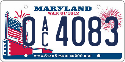 MD license plate 0AC4083