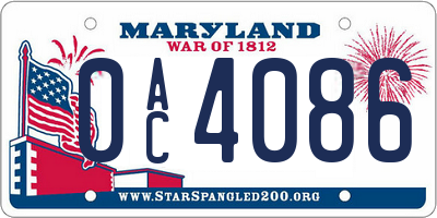 MD license plate 0AC4086