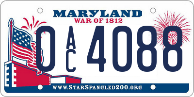 MD license plate 0AC4088