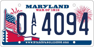 MD license plate 0AC4094