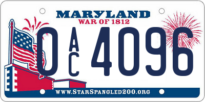 MD license plate 0AC4096