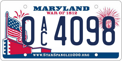MD license plate 0AC4098
