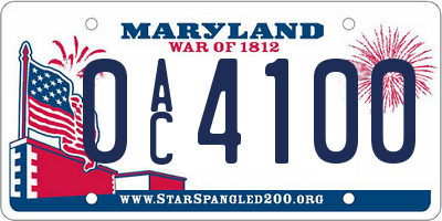 MD license plate 0AC4100