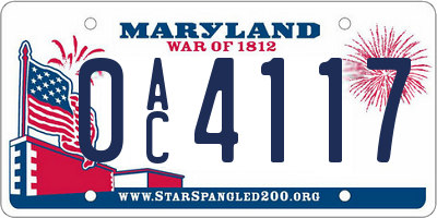 MD license plate 0AC4117