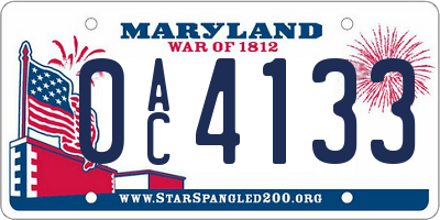 MD license plate 0AC4133