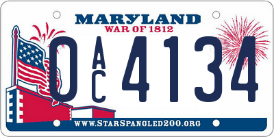 MD license plate 0AC4134