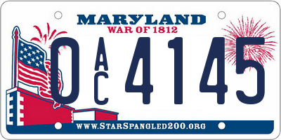 MD license plate 0AC4145