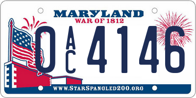 MD license plate 0AC4146