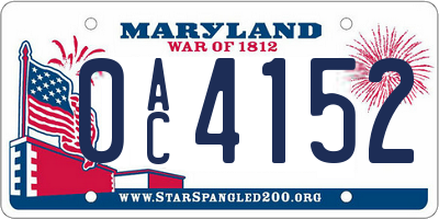 MD license plate 0AC4152