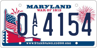MD license plate 0AC4154