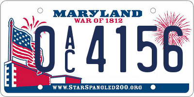 MD license plate 0AC4156