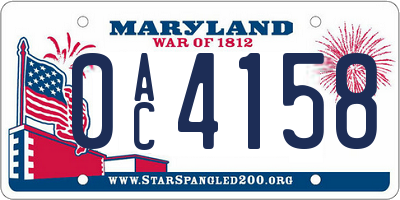 MD license plate 0AC4158