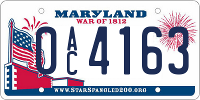 MD license plate 0AC4163
