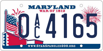 MD license plate 0AC4165