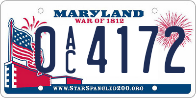 MD license plate 0AC4172