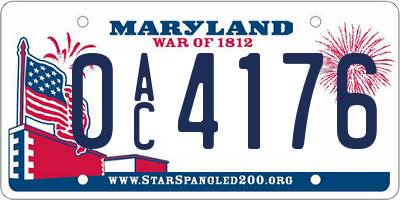 MD license plate 0AC4176