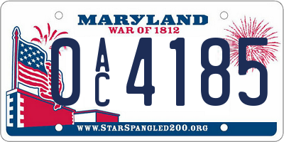 MD license plate 0AC4185
