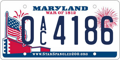 MD license plate 0AC4186