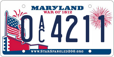 MD license plate 0AC4211
