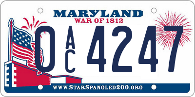 MD license plate 0AC4247