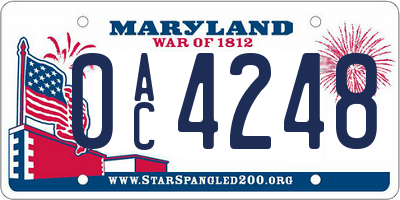 MD license plate 0AC4248