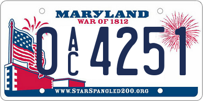 MD license plate 0AC4251