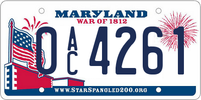 MD license plate 0AC4261