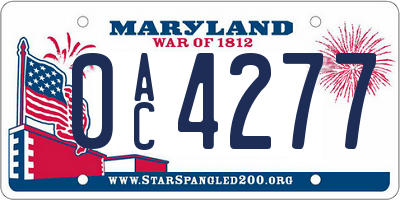 MD license plate 0AC4277