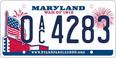 MD license plate 0AC4283