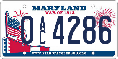 MD license plate 0AC4286