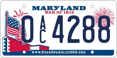 MD license plate 0AC4288