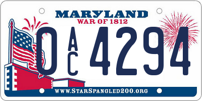 MD license plate 0AC4294
