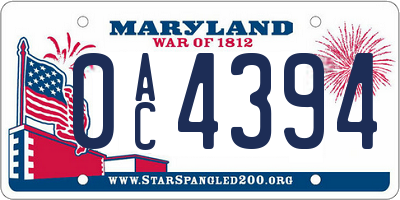 MD license plate 0AC4394
