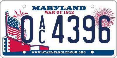 MD license plate 0AC4396