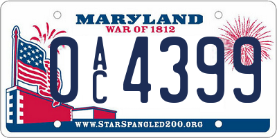 MD license plate 0AC4399