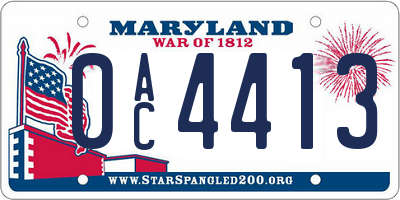 MD license plate 0AC4413