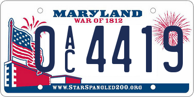 MD license plate 0AC4419