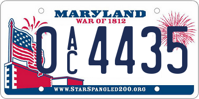 MD license plate 0AC4435