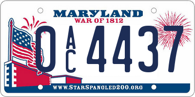 MD license plate 0AC4437