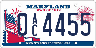 MD license plate 0AC4455