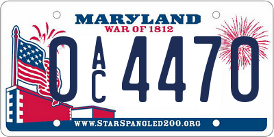 MD license plate 0AC4470