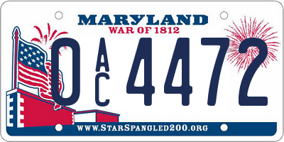 MD license plate 0AC4472