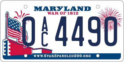 MD license plate 0AC4490