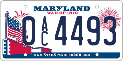 MD license plate 0AC4493