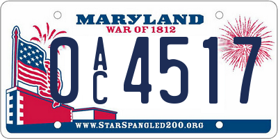 MD license plate 0AC4517