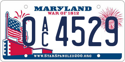 MD license plate 0AC4529